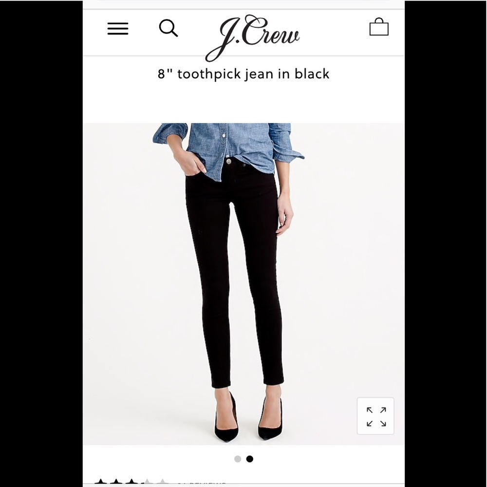 J Crew toothpick jeans, black